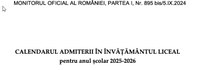 Admitere clasa a IX-a, regim intensiv