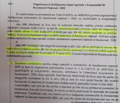 Înscriere _ desfășurare etapa specială _BACALAUREAT iunie-iulie 2020 